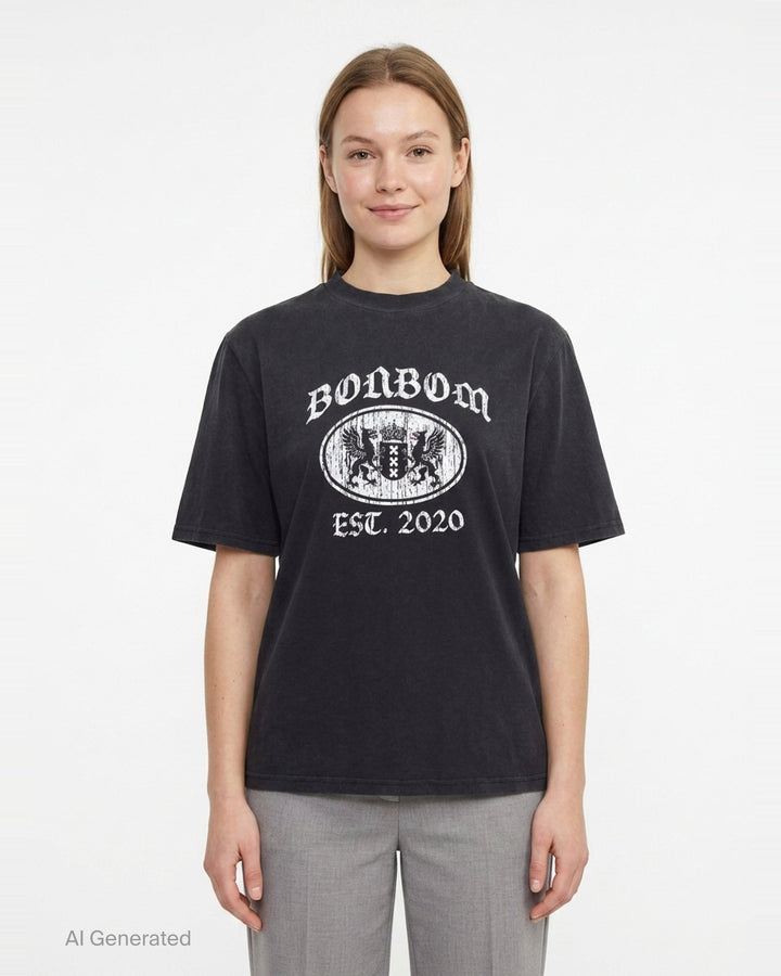 Oval Washed Griffin Graphic Tee | Bonbom | Club21 - front