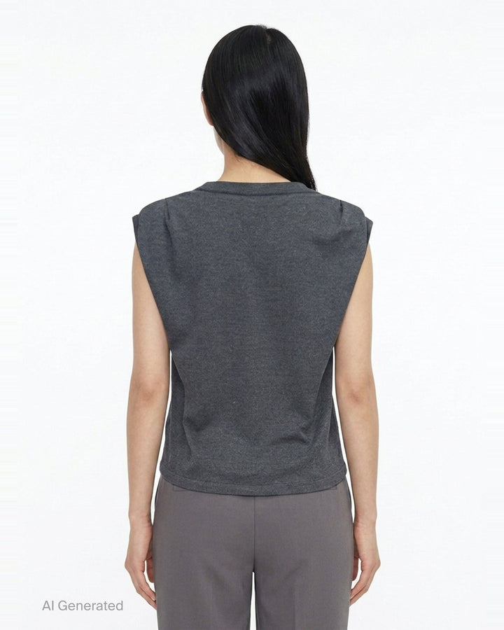 Shoulder-Tuck Sleeveless Sweat | Bonbom | Club21 - back