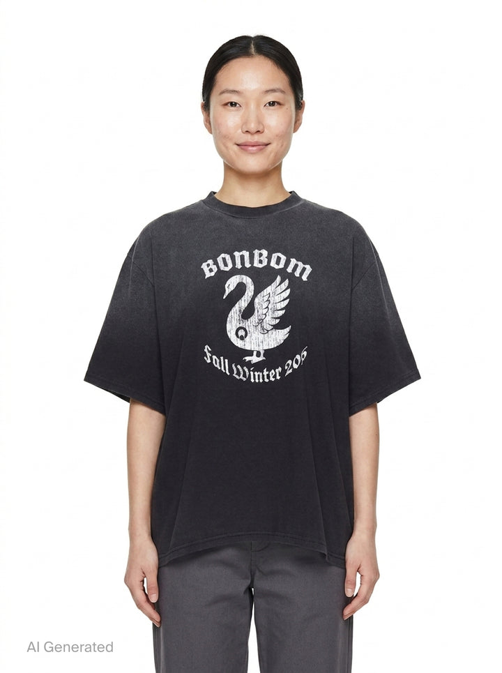Swan Vintage Effect Tee | Bonbom | Club21 - front