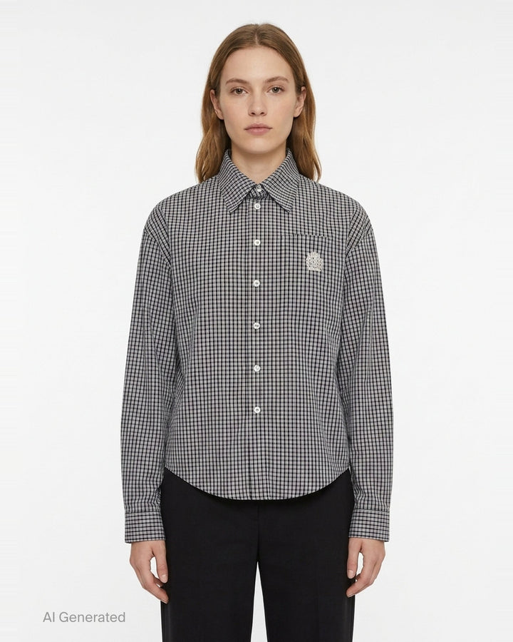 Symbol Embroidery Long Sleeve Shirt | Bonbom | Club21 - front