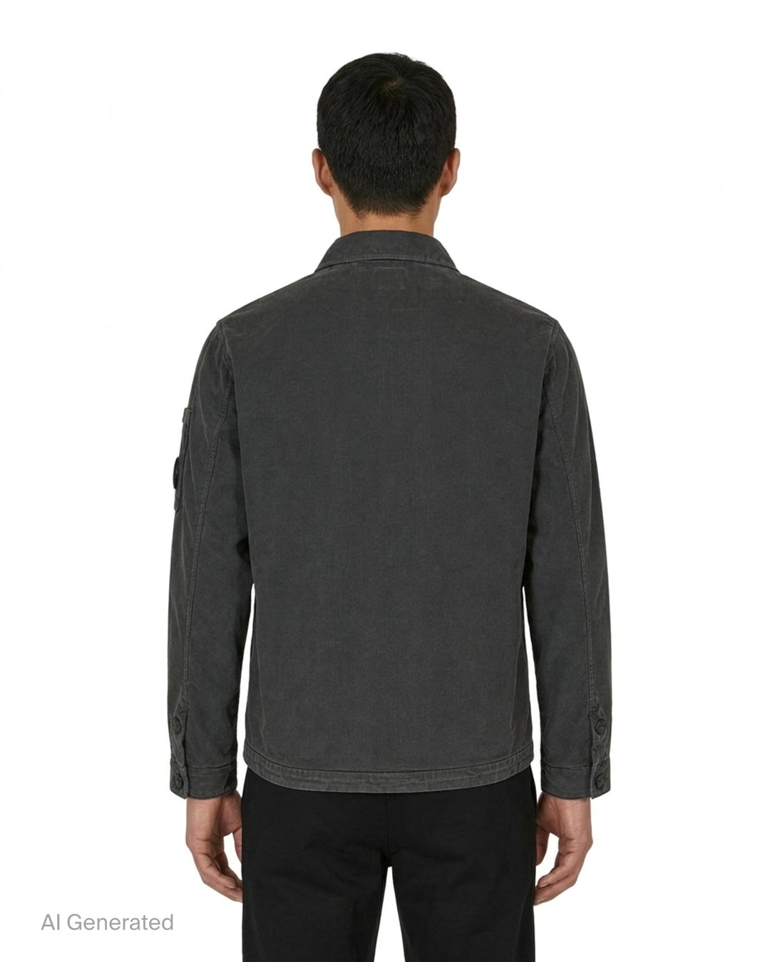C.P. Company corduroy overshirt in washed charcoal with two large chest pockets and a Lens detail on the sleeve - back