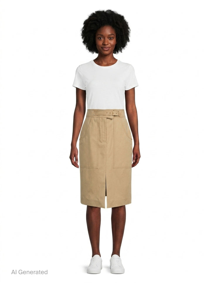 Belted Leather Pencil Skirt | Carolina Herrera | Club21 - front