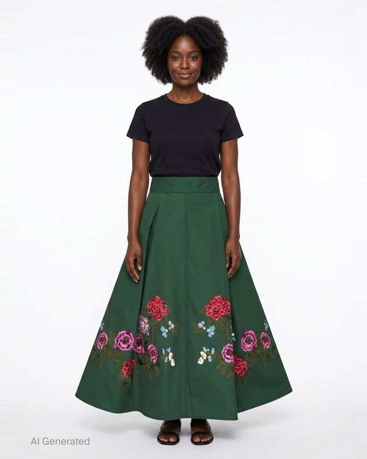 Floral Embroidered A-Line Skirt | Carolina Herrera | Club21 - front