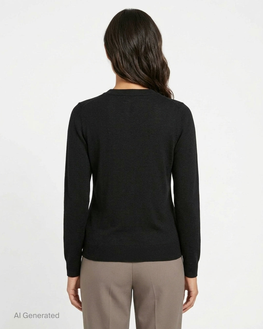 Carolina Herrera black knit cardigan with tonal floral lace centre front panel and covered button fastening, displayed on a flat lay against a white background - back