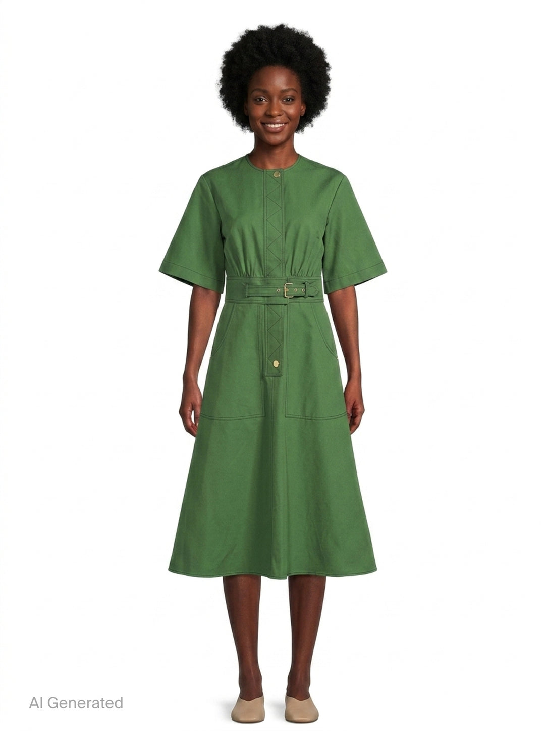Short Sleeve Crew Neck A-Line Dress | Carolina Herrera | Club21 - front