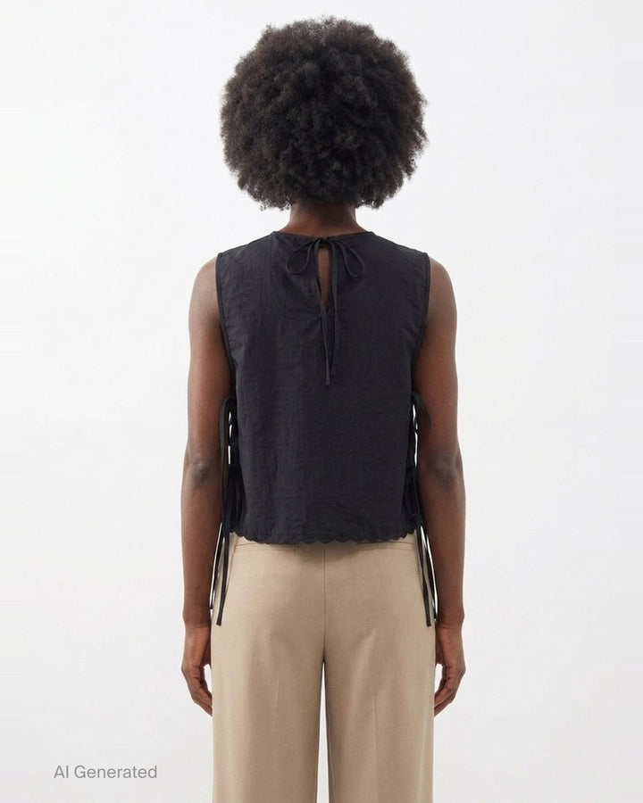Embroidered Taffeta Lace-Up Top | Cecilie Bahnsen | Club21 - back