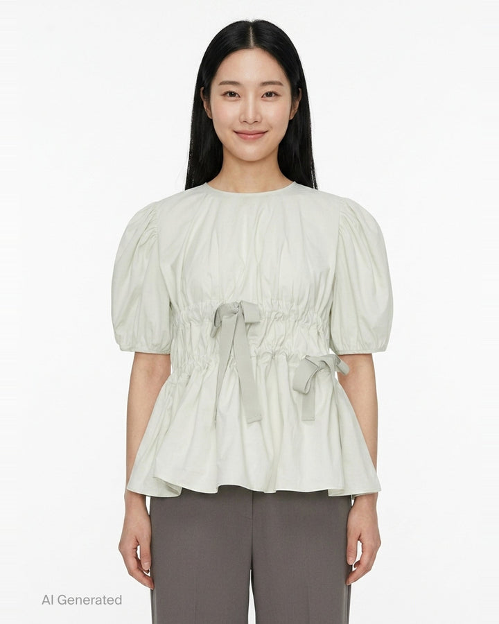 Freya Cotton Peplum Top | Cecilie Bahnsen | Club21 - front