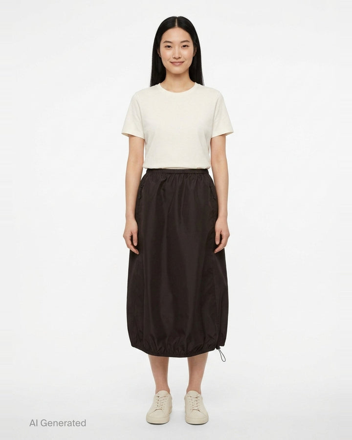 Recycled Faille Midi Skirt | Cecilie Bahnsen | Club21 - front