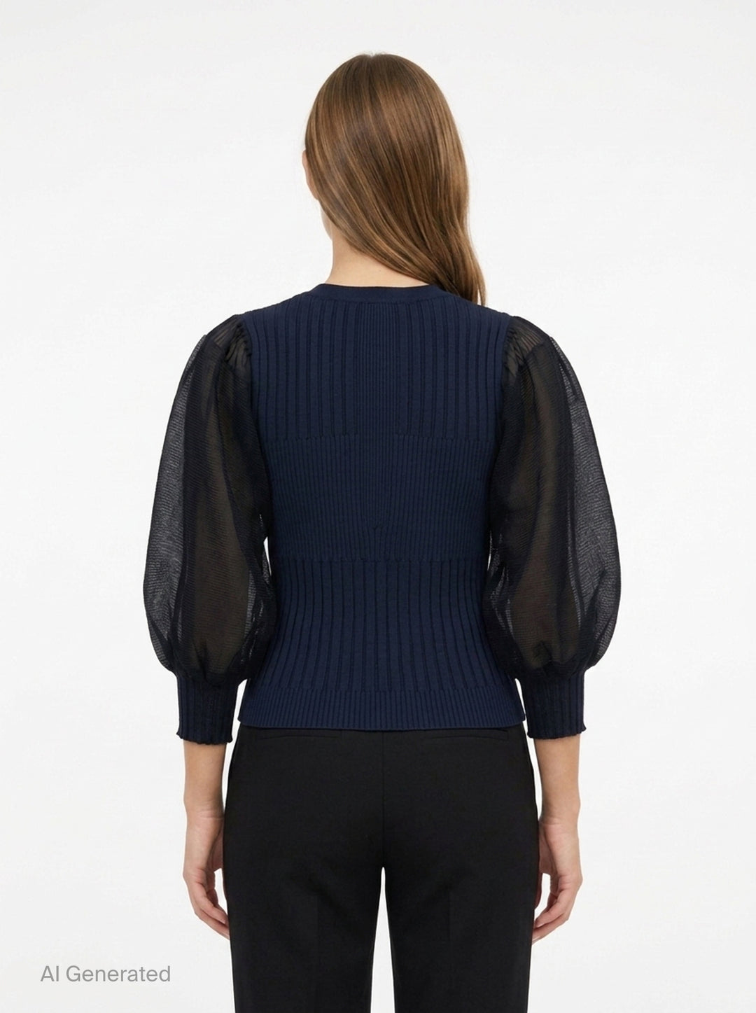 Fluted Lucent Puff Sleeve Cardigan | CFCL | Club21 - back