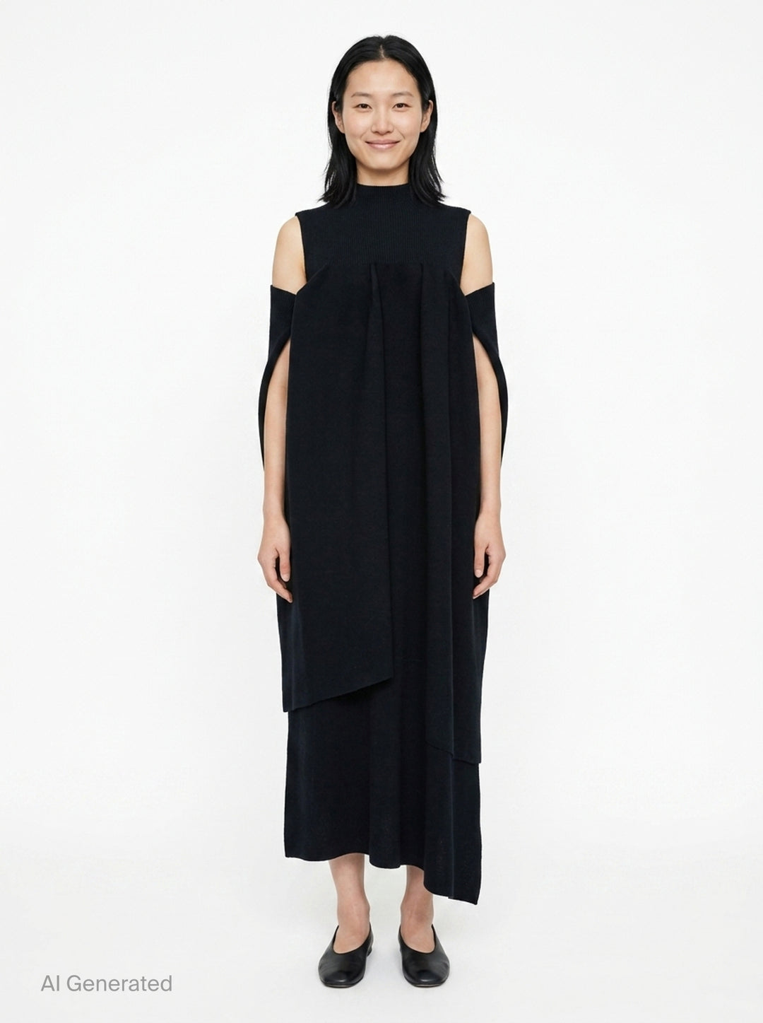 Pottery Crease Asymmetric Knit Dress | CFCL | Club21 - front