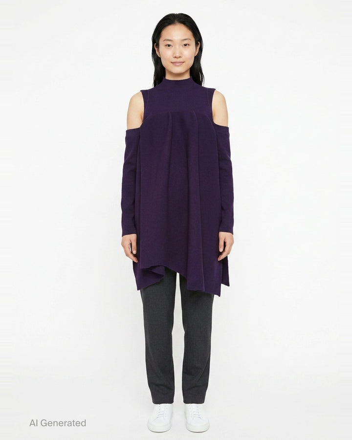 Pottery Crease Asymmetric Knit Dress | CFCL | Club21 - front