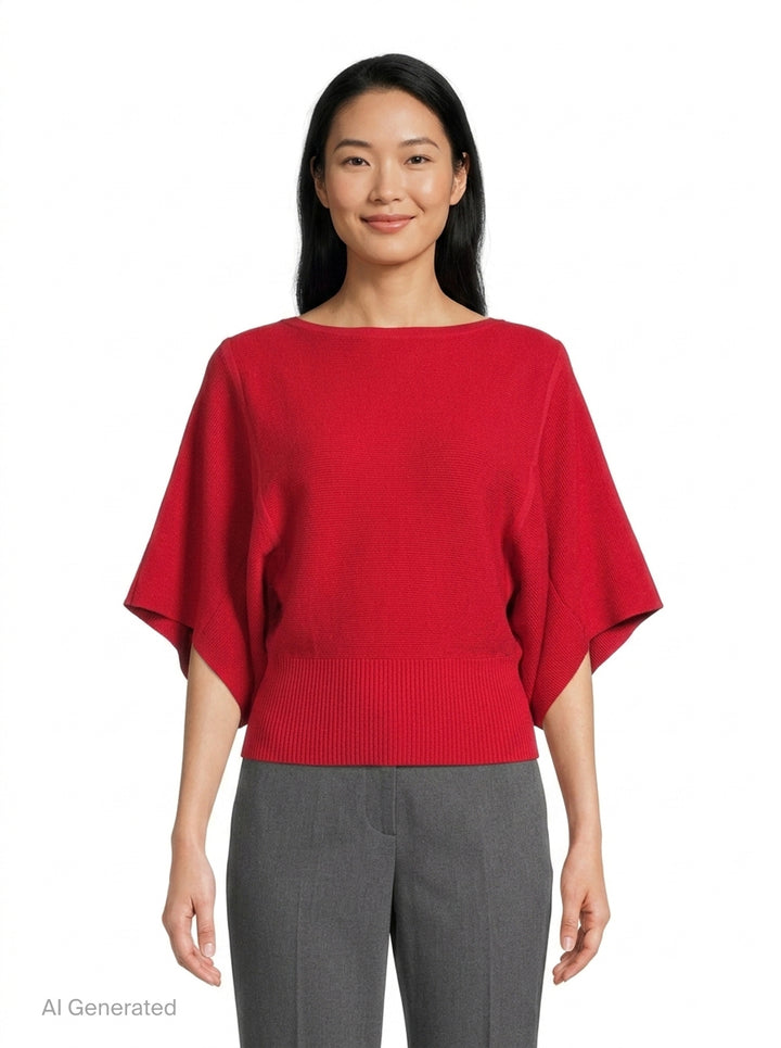 Pottery Crease Glitter Asymmetric Knit Top | CFCL | Club21 - front