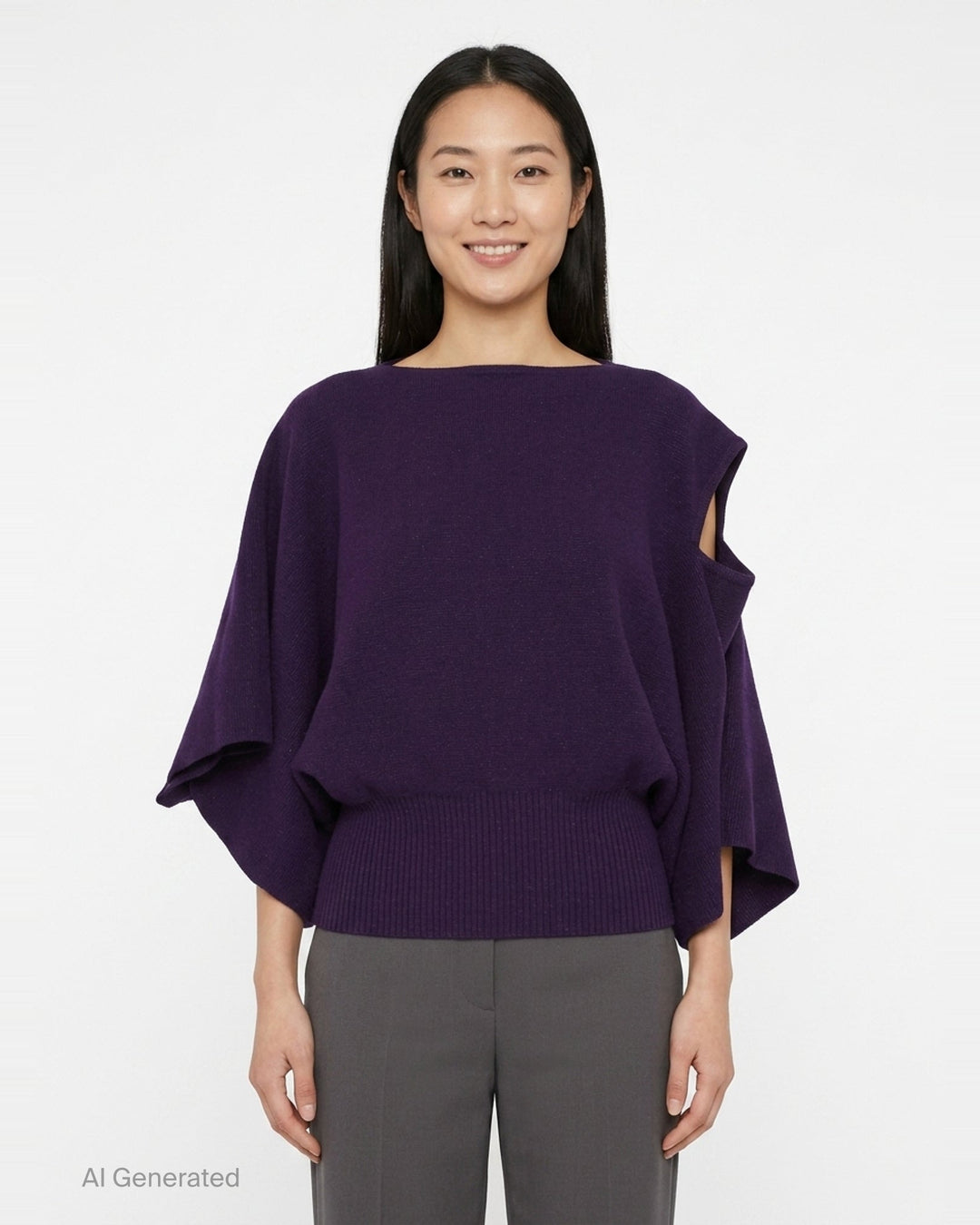 Pottery Crease Glitter Asymmetric Knit Top | CFCL | Club21 - front