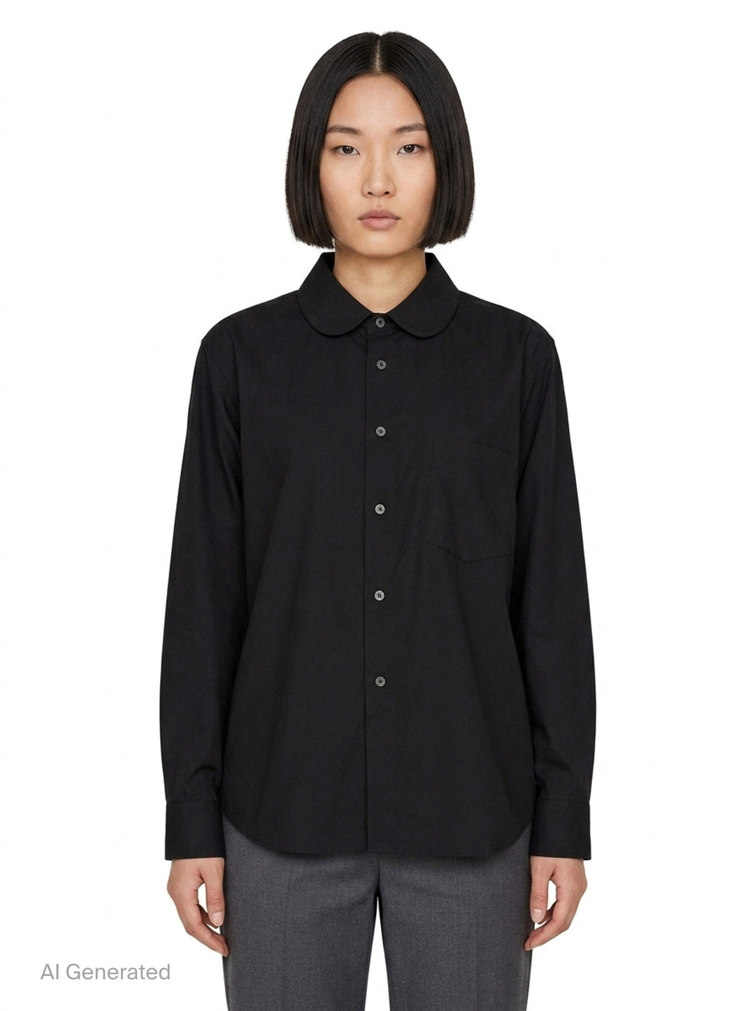 Cotton Broad Long Sleeve Shirt | Comme des Garçons BLACK | Club21 - front