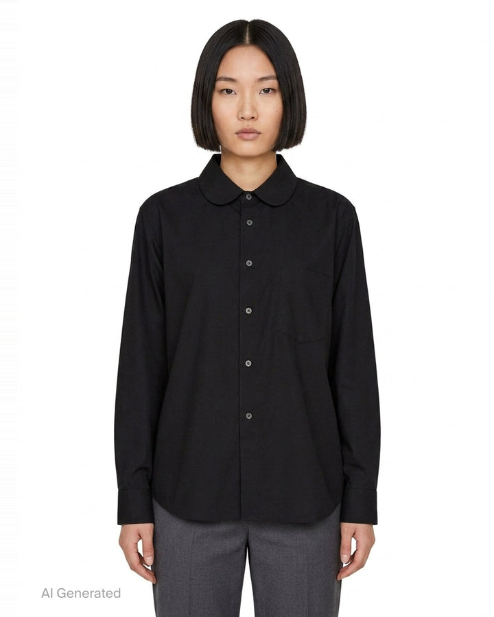 Cotton Broad Long Sleeve Shirt | Comme des Garçons BLACK | Club21 - front