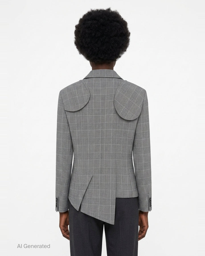 Glen Check Asymmetric Blazer | Comme des Garçons BLACK | Club21 - back