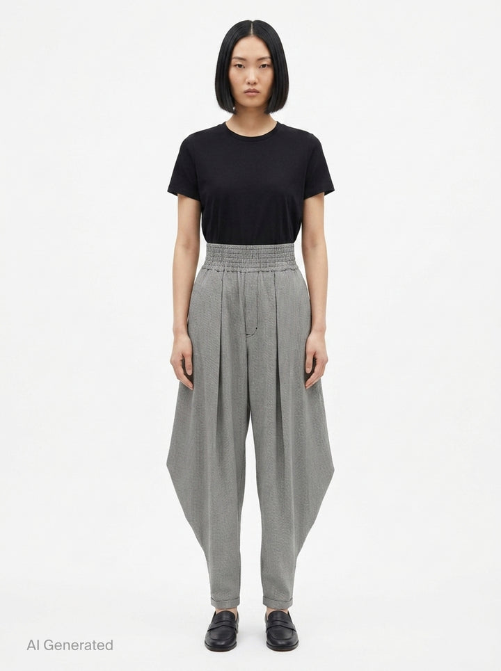 Houndstooth Wide-Leg Pants | Comme des Garçons Black | Club21 - front