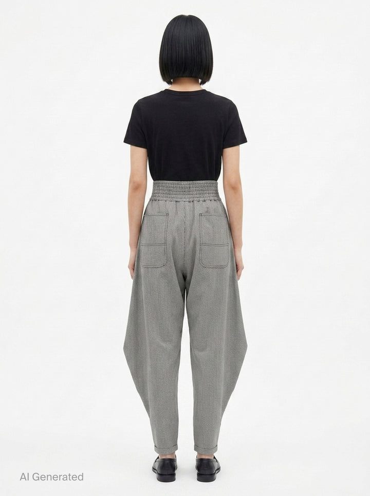Houndstooth Wide-Leg Pants | Comme des Garçons Black | Club21 - back