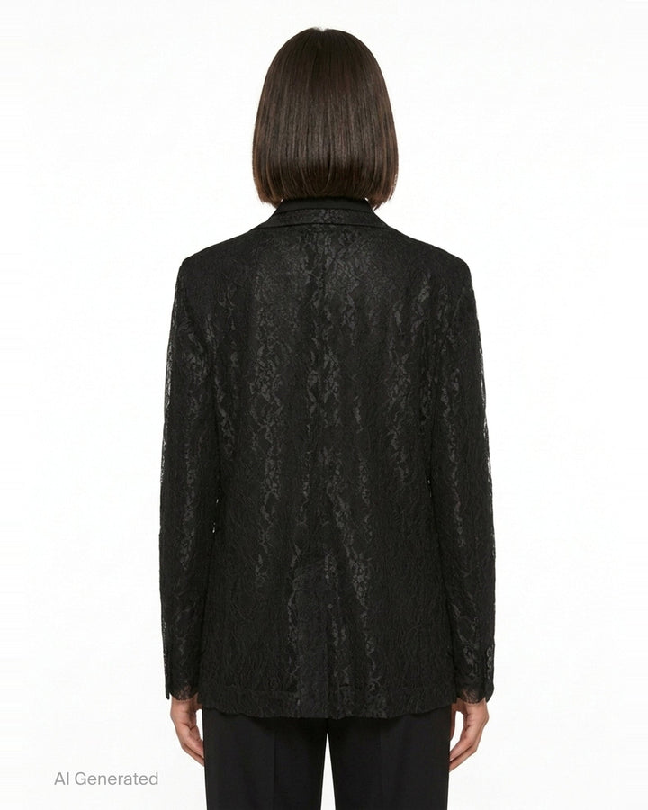 Black Lace Tailored Blazer | Comme des Garçons | Club21 - back