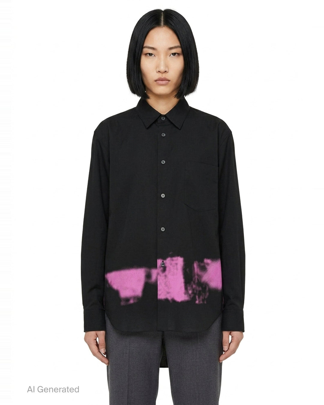 Pink Spray Print Long Sleeve Shirt | Comme des Garçons Black | Club21 - front