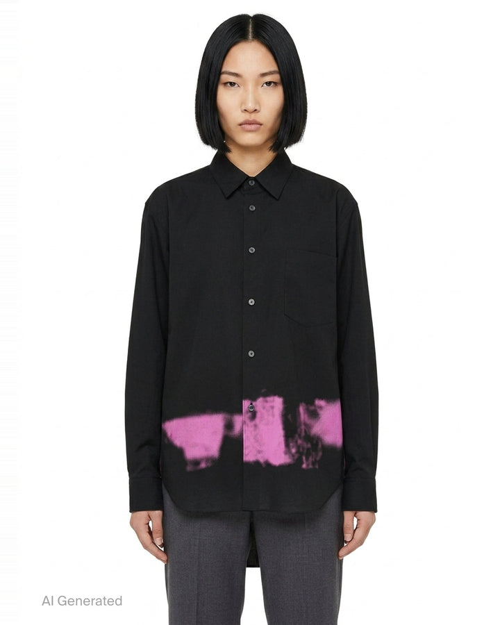 Pink Spray Print Long Sleeve Shirt | Comme des Garçons Black | Club21 - front