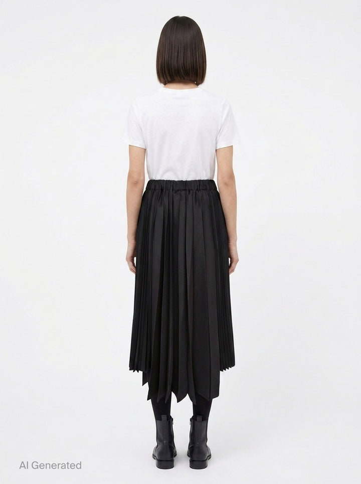 Pleated Asymmetric Midi Skirt | Comme des Garçons Black | Club21 - back