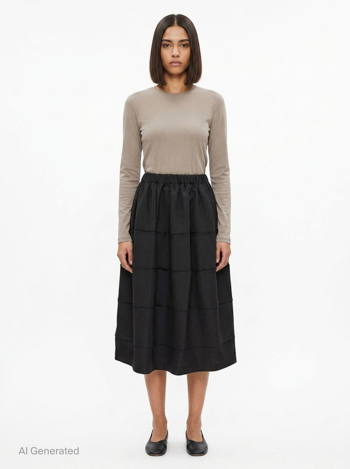 Quilted Panelled Midi Skirt | Comme des Garçons Black | Club21 - front