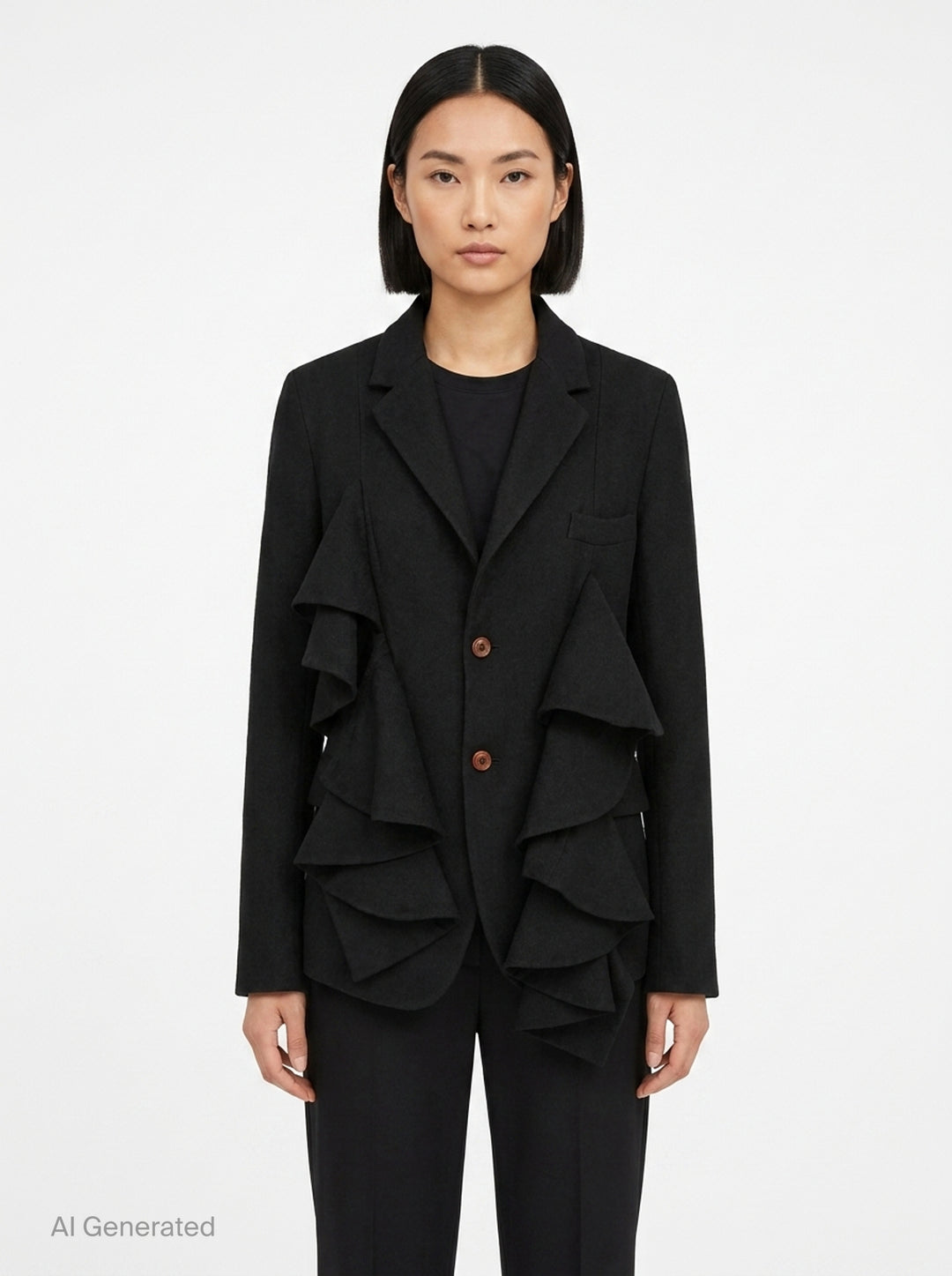 Ruffled Gabardine Blazer | Comme des Garçons BLACK | Club21 - front