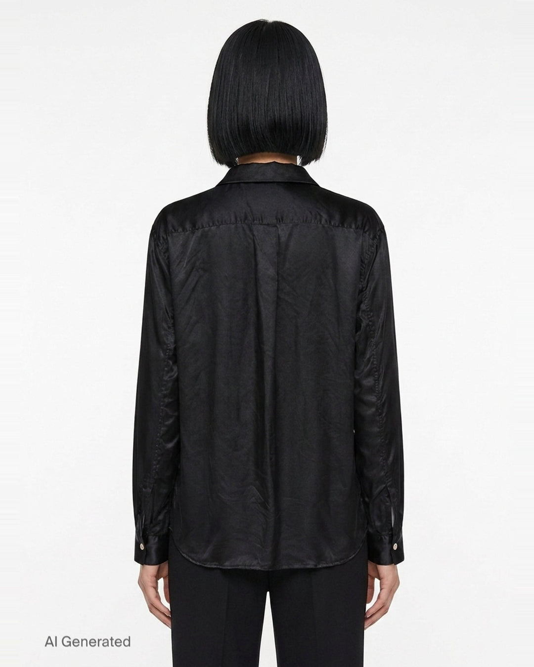 Satin Ruffle Bow Long Sleeve Shirt | BLACK Comme des Garçons | Club21 - back