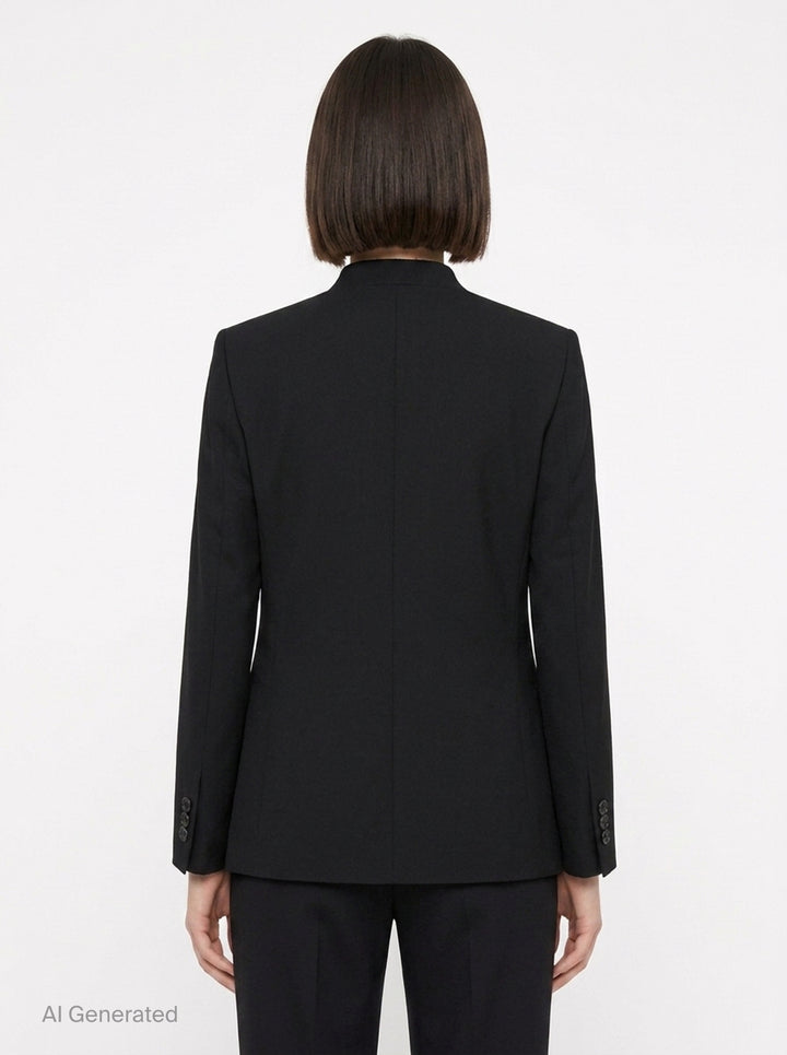 Wool Gabardine Mandarin Collar Jacket | Comme des Garçons Black | Club21 - back