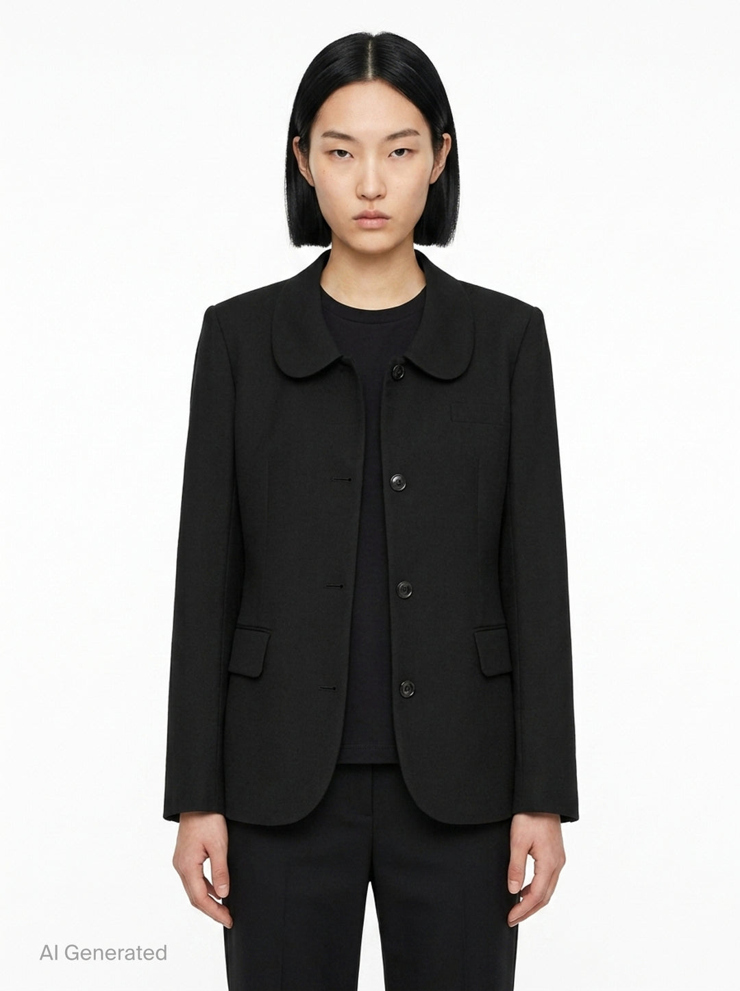 Wool Tropical Peter Pan Collar Jacket | Comme des Garçons BLACK | Club21 - front
