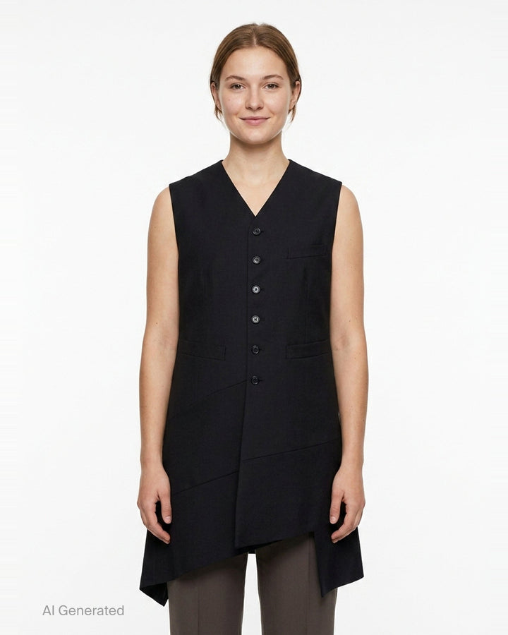 Asymmetric Longline Button Vest | Comme des Garçons Comme des Garçons | Club21 - front