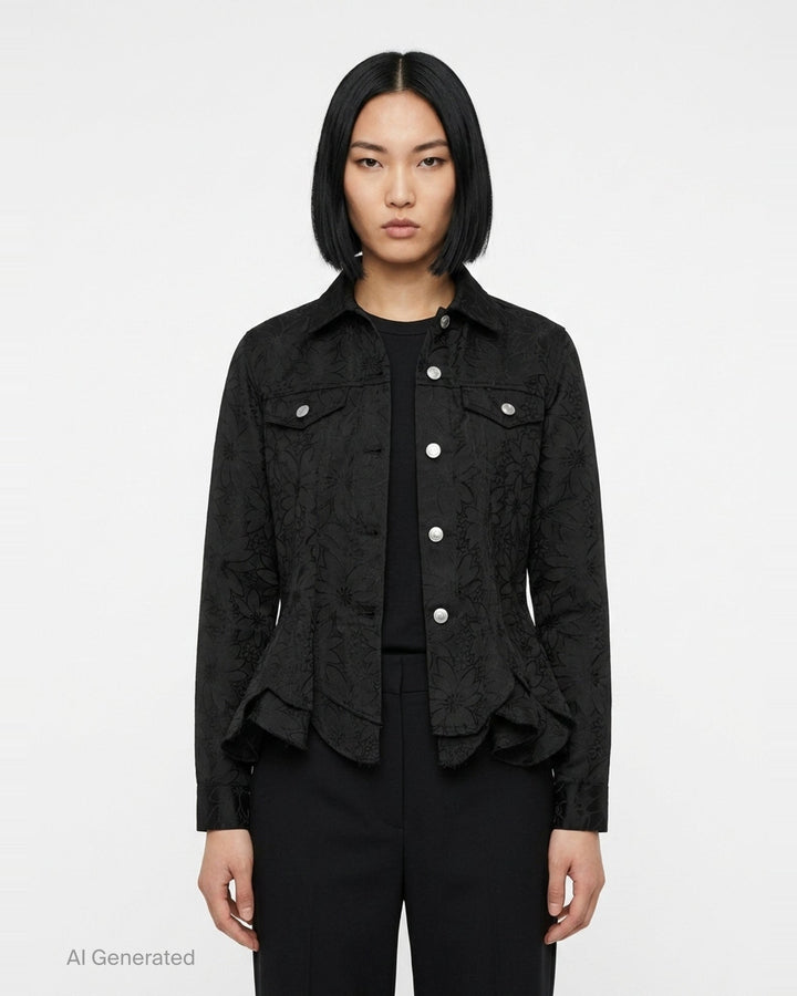 Floral Jacquard Layered Button-Up Jacket | Comme des Garçons Comme des Garçons | Club21 - front