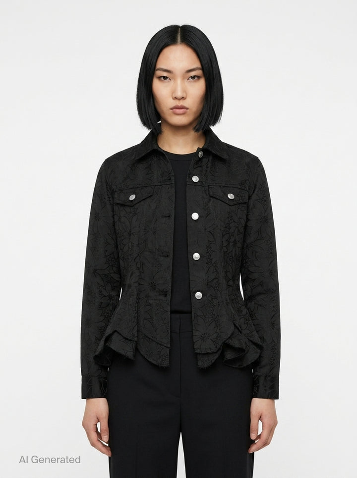 Floral Jacquard Layered Button-Up Jacket | Comme des Garçons Comme des Garçons | Club21 - front