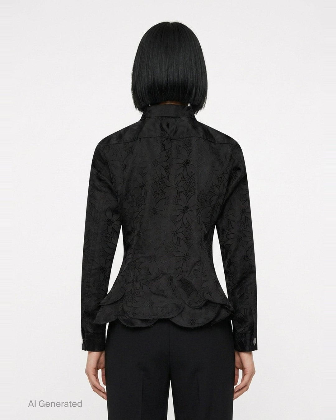 Floral Jacquard Layered Button-Up Jacket | Comme des Garçons Comme des Garçons | Club21 - back