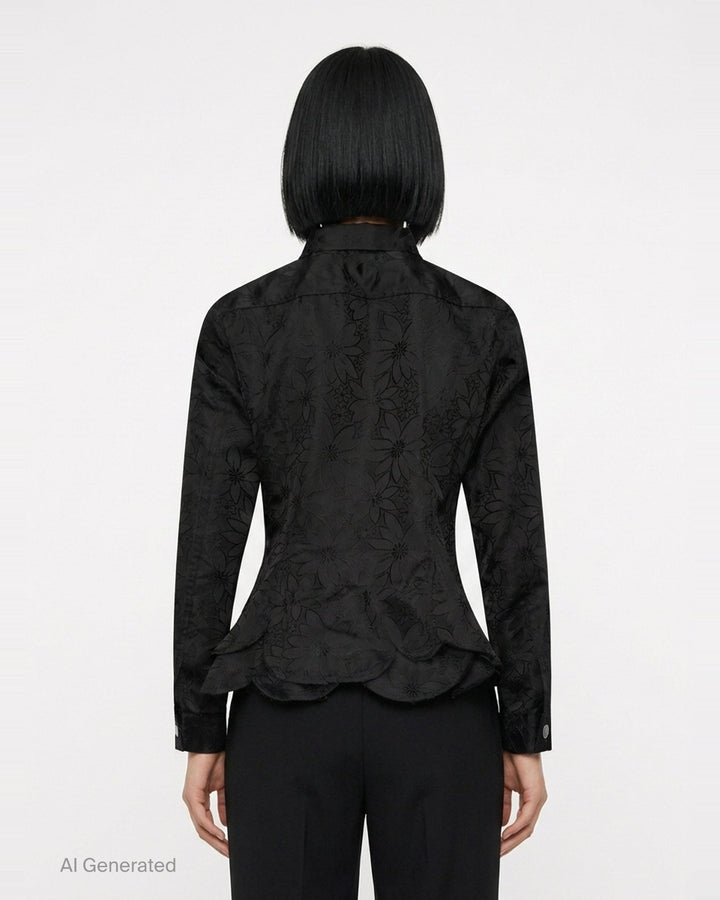 Floral Jacquard Layered Button-Up Jacket | Comme des Garçons Comme des Garçons | Club21 - back