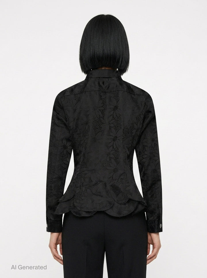 Floral Jacquard Layered Button-Up Jacket | Comme des Garçons Comme des Garçons | Club21 - back
