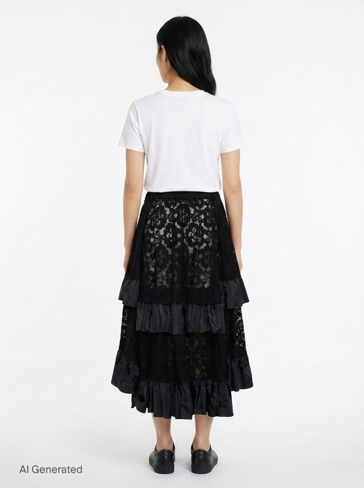 Lace Ruffle Midi Skirt | Comme des Garçons Comme des Garçons | Club21 - back