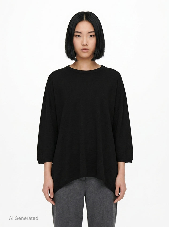 Oversized Curved Hem Knit Top | Comme des Garçons Comme des Garçons | Club21 - front