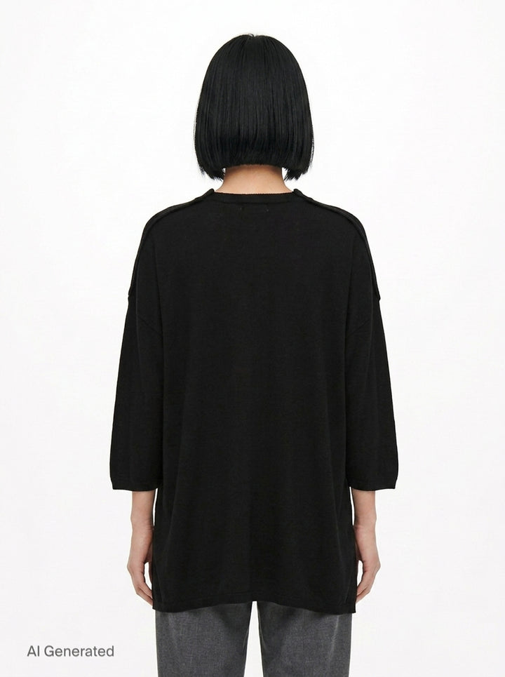 Oversized Curved Hem Knit Top | Comme des Garçons Comme des Garçons | Club21 - back