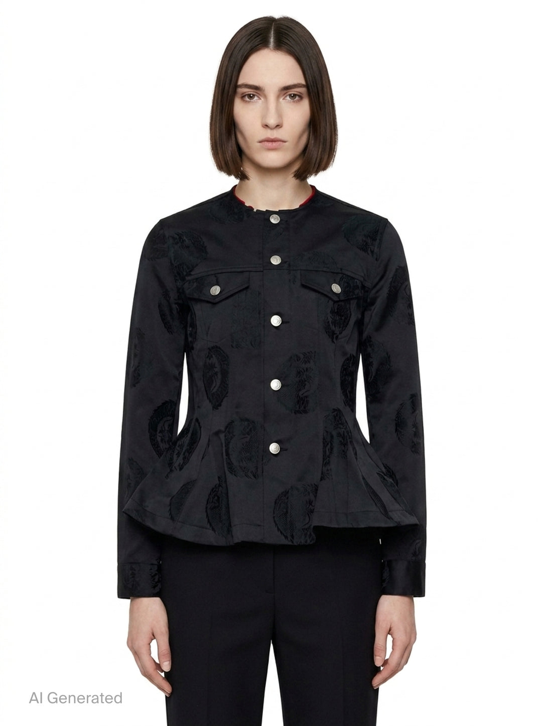 Ruffled Satin Appliqué Blazer | Comme des Garçons | Club21 - front