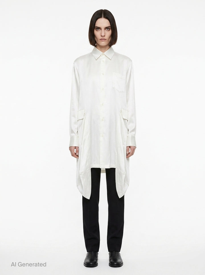 Satin Rounded Collar Blouse | Comme des Garçons Girl | Club21 - front