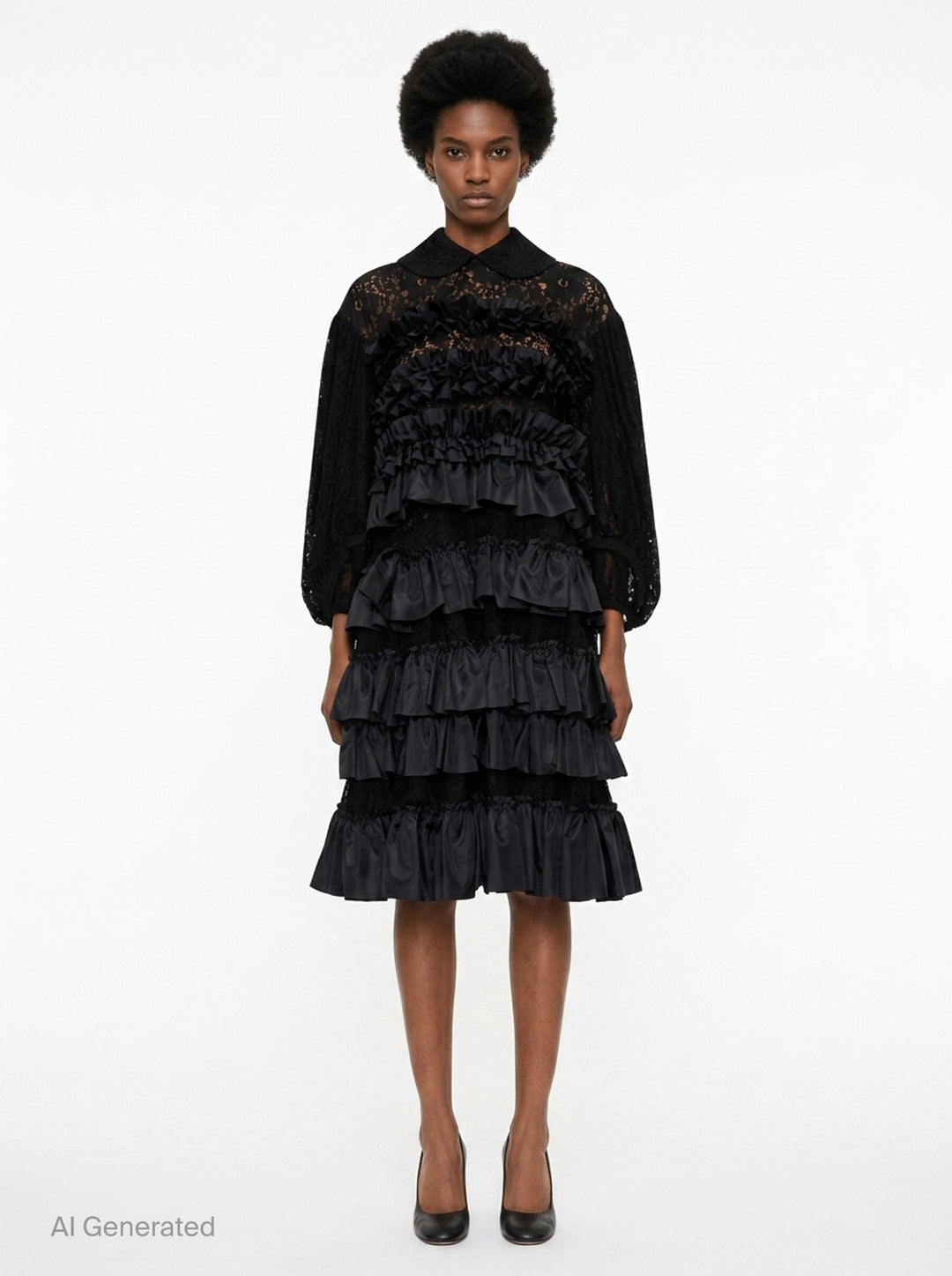 Tiered Ruffle Lace Dress | Comme des Garçons Comme des Garçons | Club21 - front