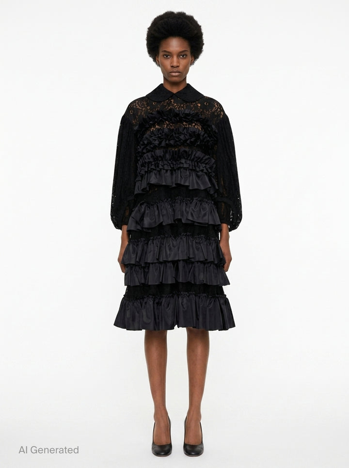 Tiered Ruffle Lace Dress | Comme des Garçons Comme des Garçons | Club21 - front