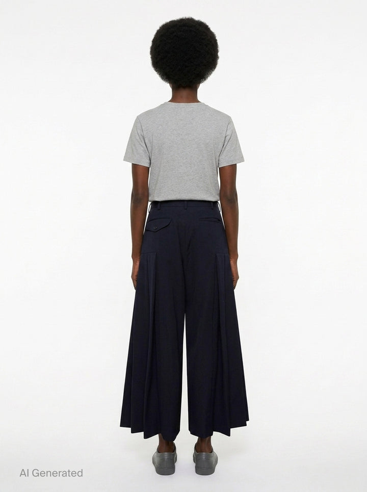 Wide-Leg Pleated Flare Trousers | Comme des Garçons Comme des Garçons | Club21 - back