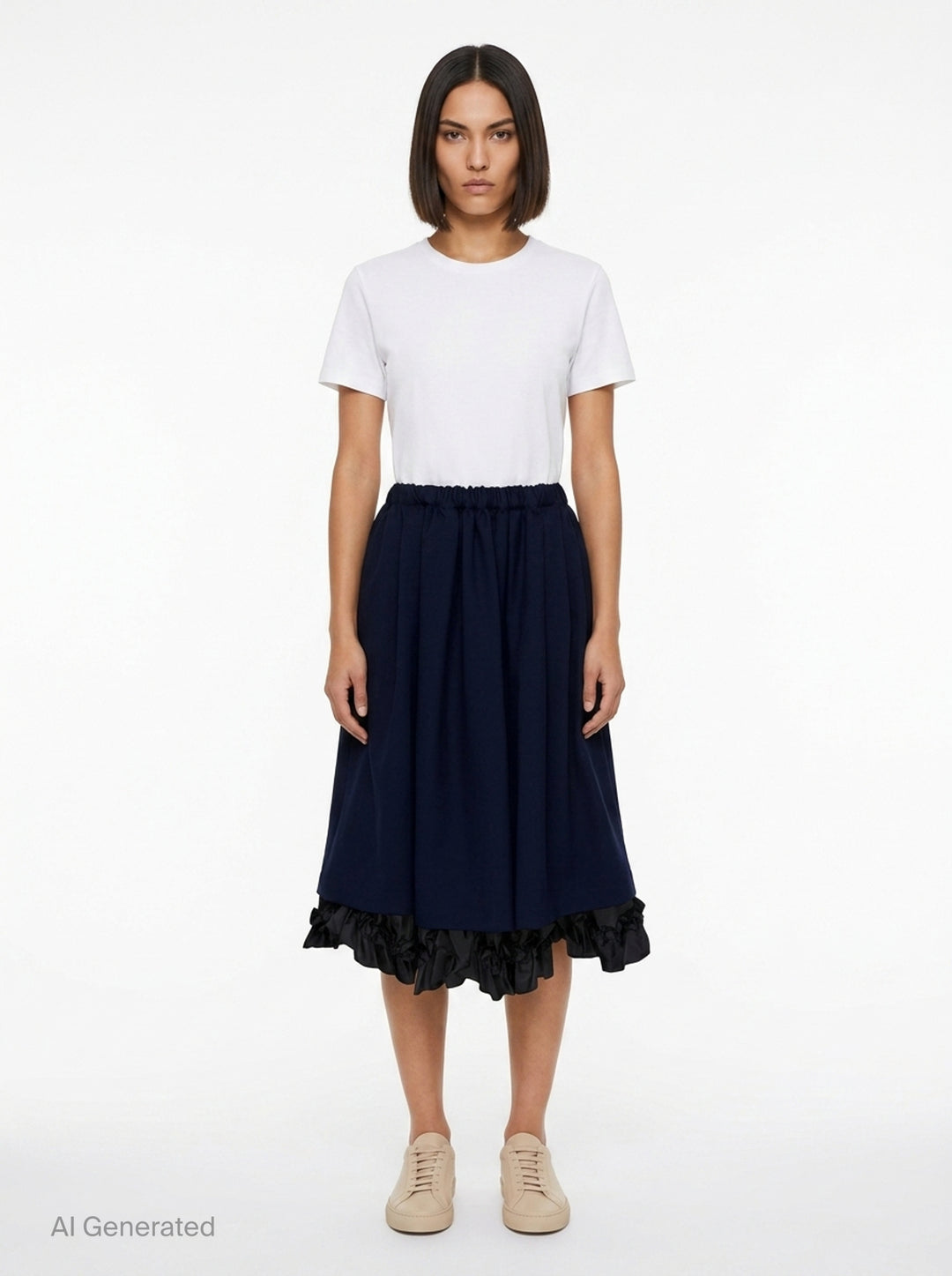 Pleated Drawstring Midi Skirt | Comme des Garçons | Club21 - front