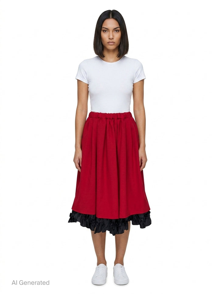 Pleated Drawstring Midi Skirt | Comme des Garçons | Club21 - front