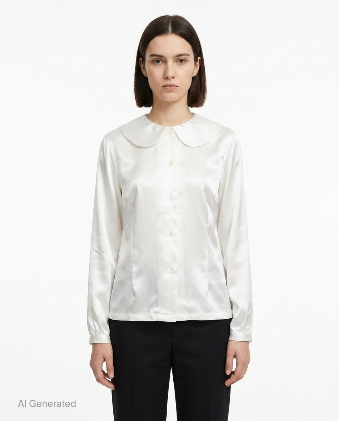 Satin Rounded Collar Blouse | Comme des Garçons Girl | Club21 - front