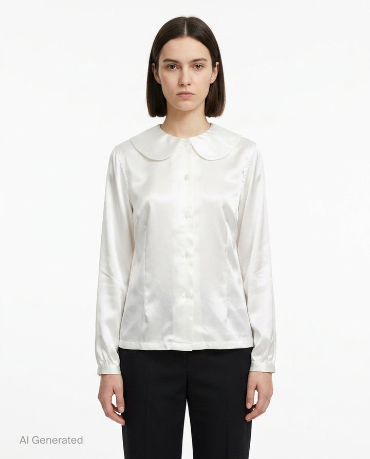 Satin Rounded Collar Blouse | Comme des Garçons Girl | Club21 - front