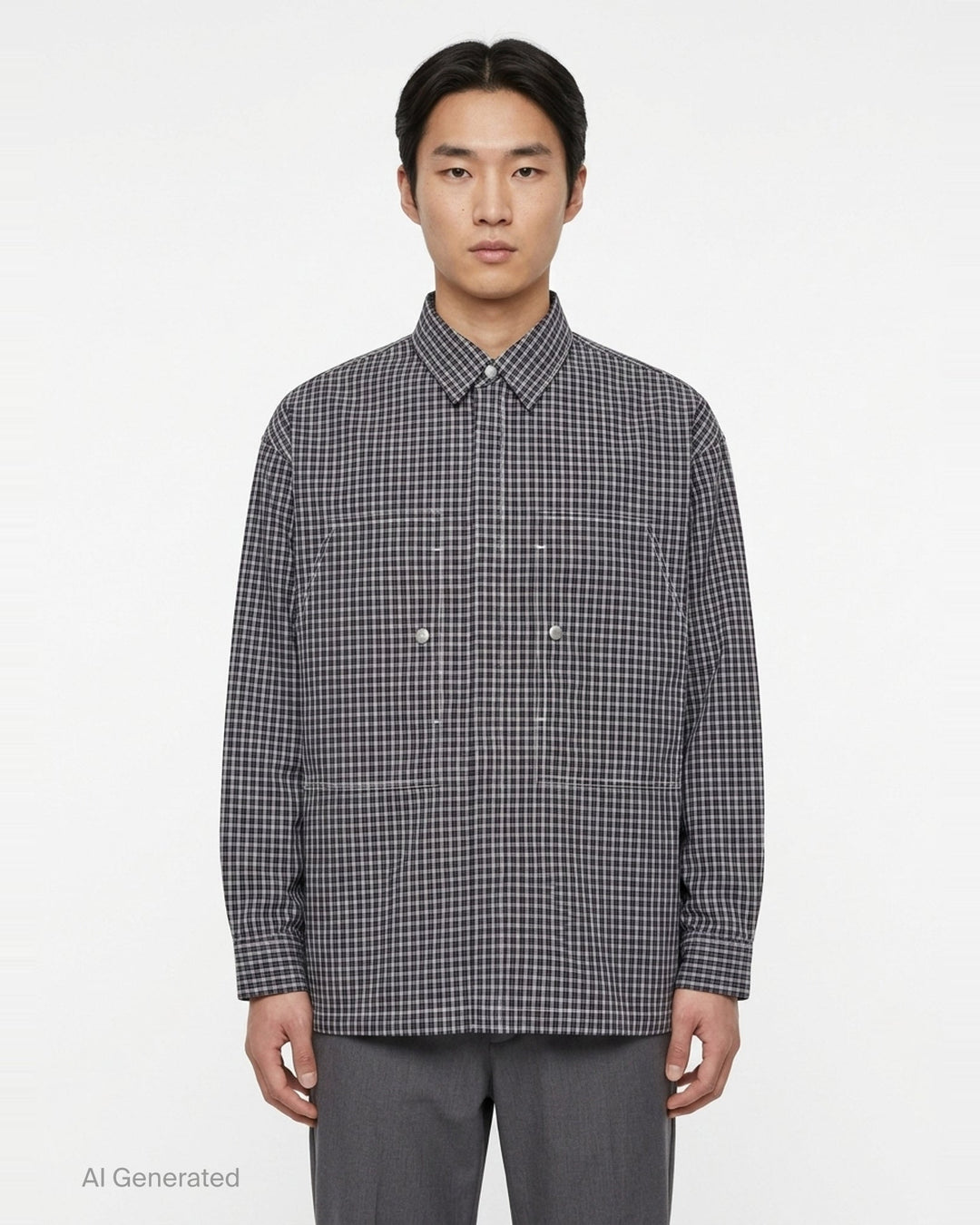 Cotton Check Long Sleeve Shirt | Comme des Garçons Homme | Club21 - front